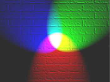 Red, green and blue lights showing secondary c...
